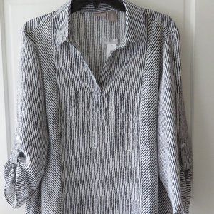 Chico’s Ocean Stripe Tyanna Top Black & white NWT